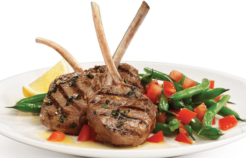 Lemon and thyme lamb cutlets with green bean salad